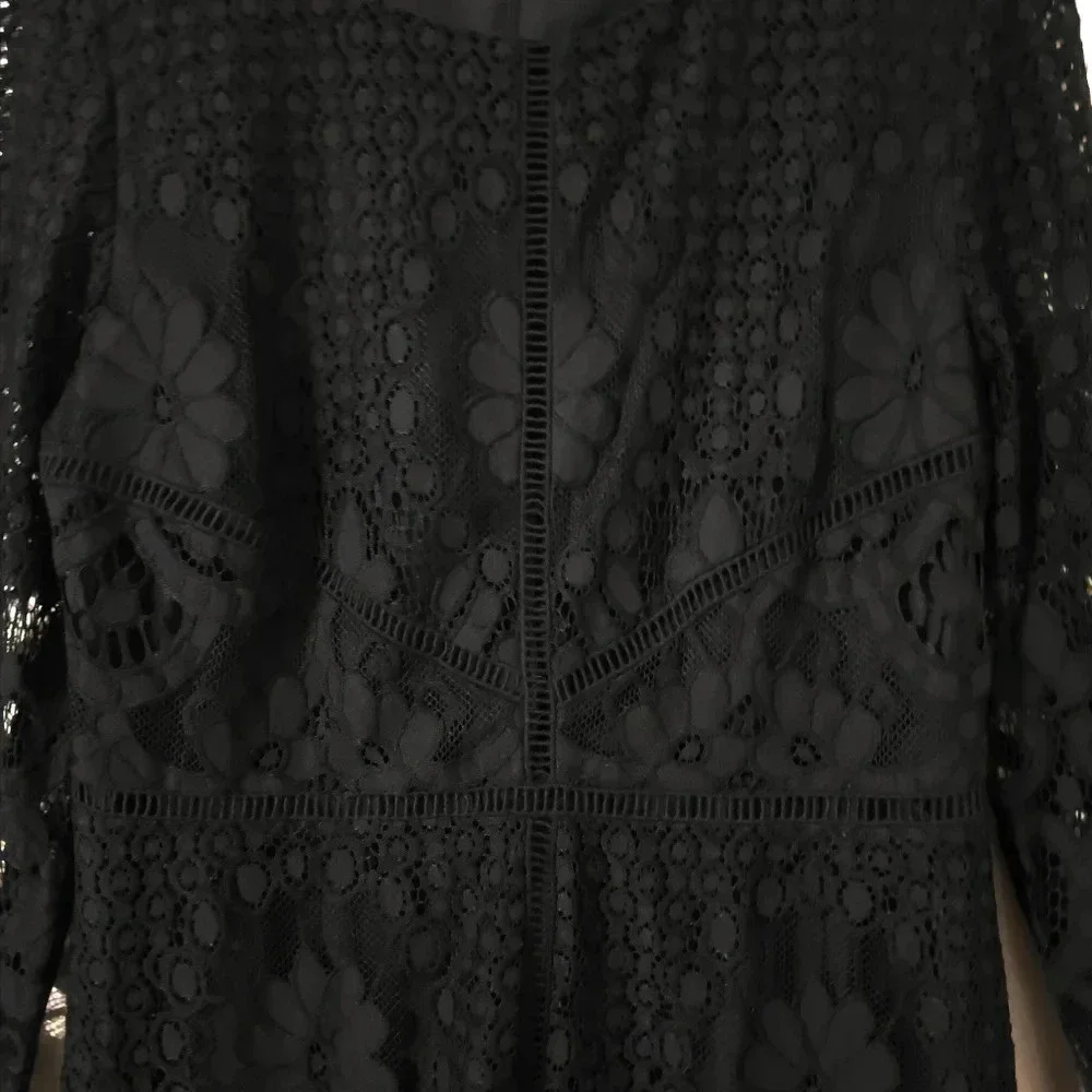 CUPCAKES & CASHMERE Nwt Makenna Black All-Over Lace Dress, Scalloped Hem, 10 - Picture 5 of 16